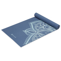 Gaiam Printed Point Yoga Mat (5mm) High Tide Point top rolled angle