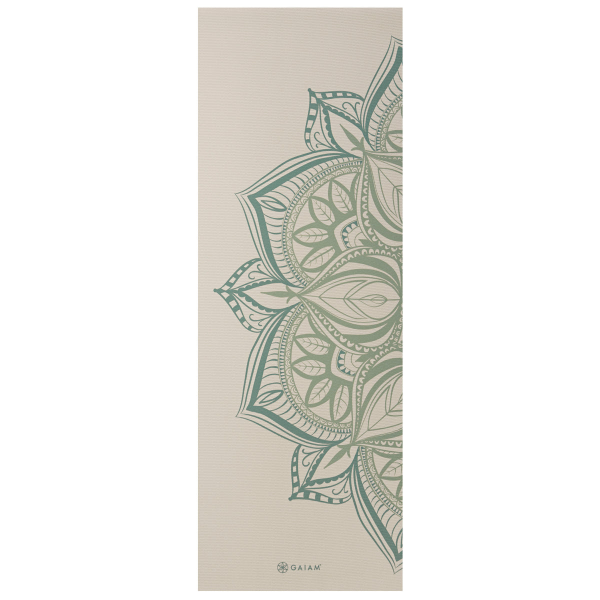Gaiam Printed Point Yoga Mat (5mm) Vintage Green Point flat
