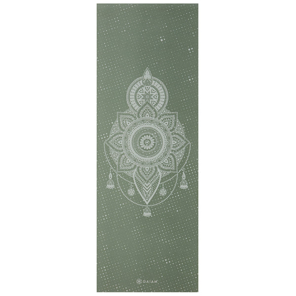 Gaiam Celestial Green Yoga Mat (5mm) flat
