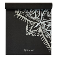 Gaiam Printed Point Yoga Mat (5mm) Midnight Point top rolled