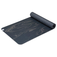 Performance Dry-Grip Yoga Mat Marbled (5mm) top rolled angle