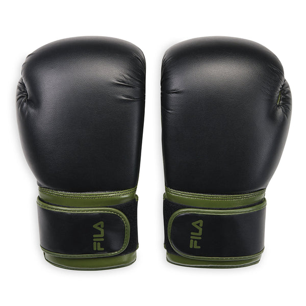green and black boxing gloves back view