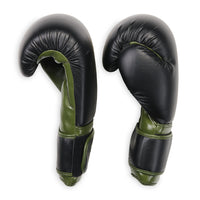 green and black boxing gloves side view