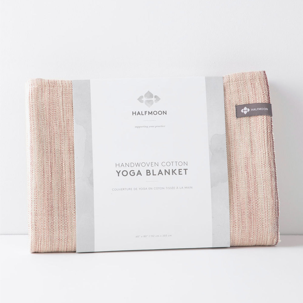 Halfmoon Melange Cotton Yoga Blanket Desert Rose in packaging