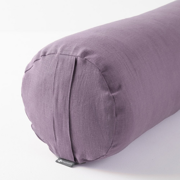 Fig Linen Cylindrical bolster up-close
