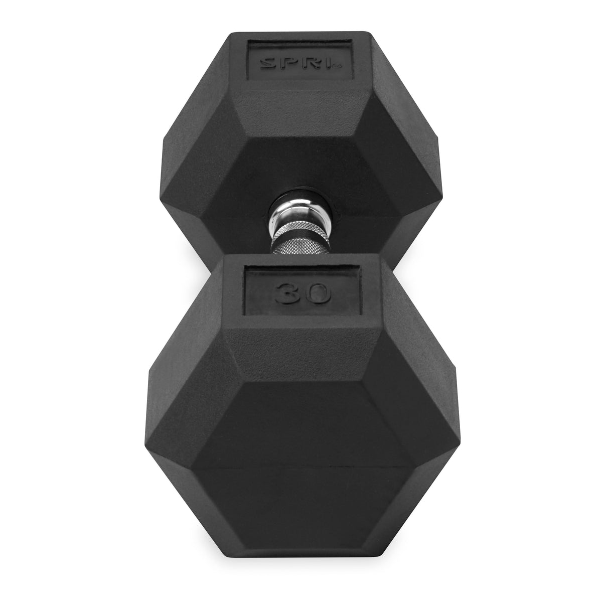 30lb six-sided single dumbbell front view