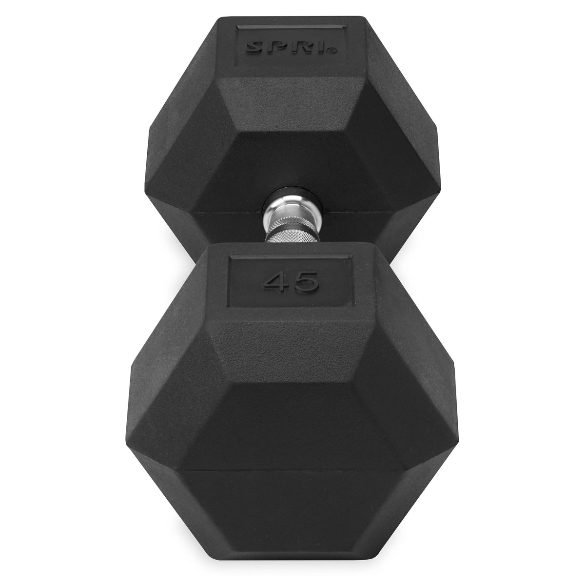 45lb six-sided single dumbbell front view