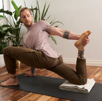 Halfmoon Melange Cotton Yoga Blanket used for knee padding