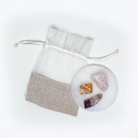 crystal set with stones, bag and disc