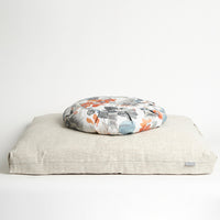 Halfmoon Sit Set: Round Meditation Cushion + Zabuton Fresco/Natural Linen