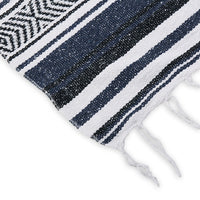 Traditional Mexican Woven Blanket Navy/Black closeup