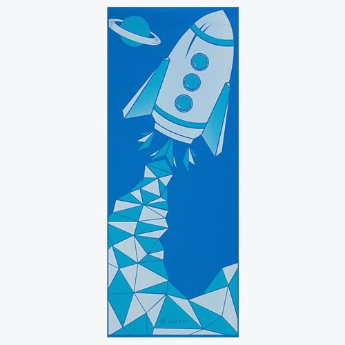 Gaiam Kids Blue Rocket Yoga Mat 3 mm unrolled